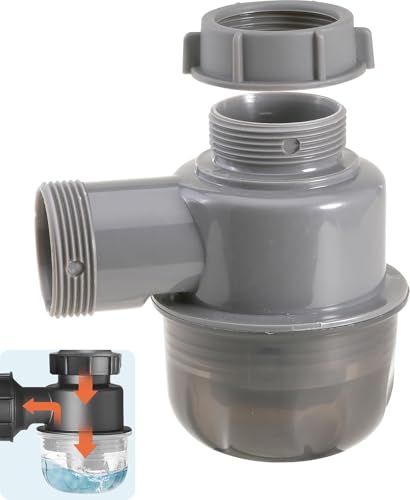 QruiLanTu Sink Trap 1 1/2'' P-Trap Replacement Upgrade Visible Removable Easy to Clean Drain Valve Suitable for Kitchen, Bathroom, Garbage Disposal Sink Drainage Pipe Accessories(Male Thread)
