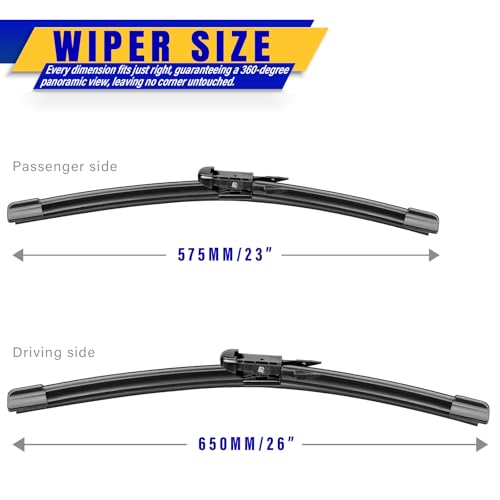 Image of 26 inch 23 inch Front Windshield Wiper blades Replacement for Toyota Tundra 2007-2021,Toyota Sequoia 2008-2022,Premium All-Season Replacement Automotive Windshield Wipers