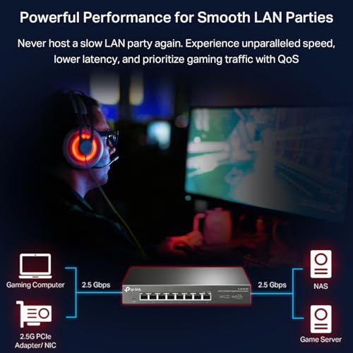 Image of TP-Link TL-SG108-M2 - 8 Port Multi-Gigabit Unmanaged Network Switch, Ethernet Splitter, ๐ฎ.๐ฑ๐๐ฏ Bandwidth, Plug & Play Desktop /Wall-Mount Fanless Metal Design (Pack of 10)