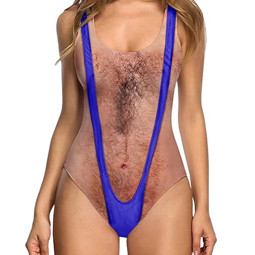 Genérico Traje de Baño Mujer Bañador Reductor Barriga Traje de Baño Sexy con Lado Fruncido Y Tirantes con Cuello para Mujer Bañador Reductor Vientre Plano Bikinis Natacion (Blue,L)