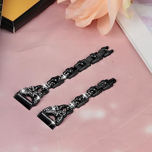 Gimuk Straps Compatible with Fitbit Versa 4/Sense 2 Strap for Women Metal Stainless Steel Wristband Adjustable Bling Diamond Replacement Strap Band Bracelet for Fitbit Versa 3/Sense (Black) - Image 2