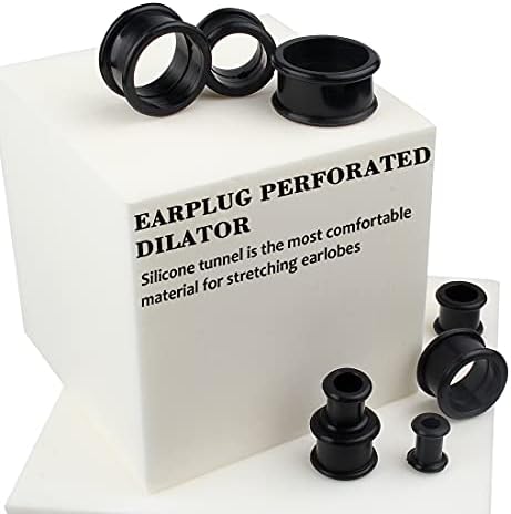 KJM Fashion 2 Stück Schwarz Eloxierte Ohr Tunnel - Implantatstahl 316L