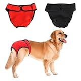 NACOCO 2 Pack Female Dog Diapers for Small Medium and Large Dogs, Adjustable and Leakproof Doggie Sanitary Panties, The Harassment of Pants and Safety Pants, Black&Red (XL)