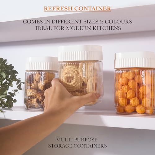 Image of Nayasa Refresh Container 750ML BPA Free Food Grade Airtight Kitchen Storage Stackable Containers- Set Of 6 | White