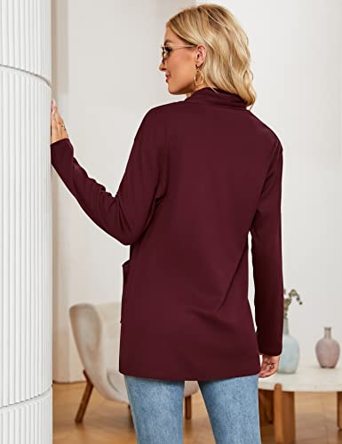 Image of Micoson Women's Long Sleeve Open Front Cardigan Casual Loose Lightweight Cardigans with Pockets