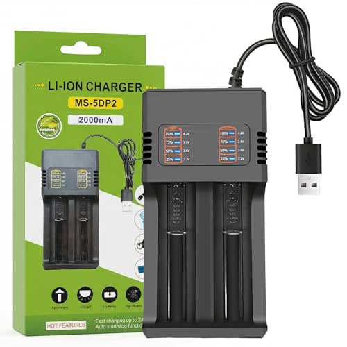 Cargador 18650 26650 21700 18490 16340 14500 10440, 2 Ranuras Cargador de Pilas...