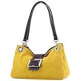 Gewicht ca.: 0,4 kg modamoda de - TL02 - ital Kleine Henkeltasche aus Wildleder, Farbe:Gelb