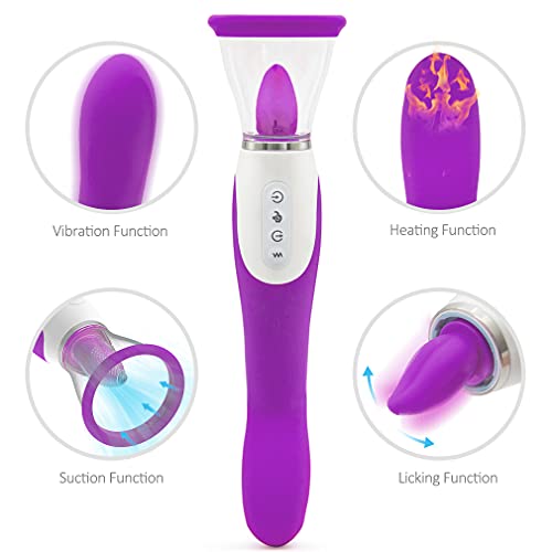 Vibrador Silicone vibradoris feminino, Vibrador Flor Rosa Ponta Dupla Função Sugador e Aquecimento p