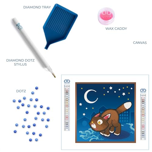 Image of DIAMOND DOTZ Fearless Cat Diamond Painting Kit, Diamond Art Craft Set