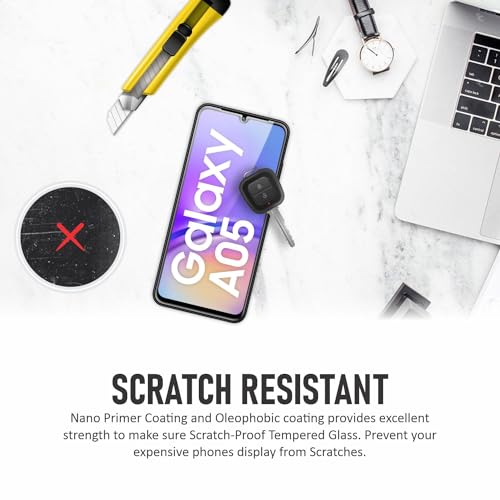 Image of SupCares Tempered Glass for Samsung Galaxy M05, F05 and Galaxy A05 4G (6.7 Inch) With Installation Kit | Military-Grade Gorilla Screen Protector | Edge to Edge Coverage | Black