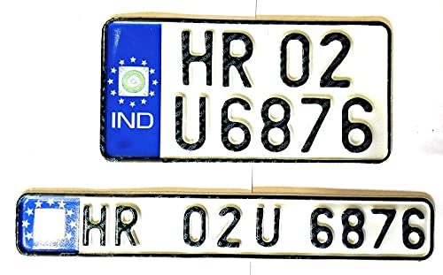 Image of IND Pradeep Bike - Custom Plate Embossed Blue White for Old Splendor Modified Accessories | Non-HSRP- No Serial Number Barcode. |Front Back | (Blue)