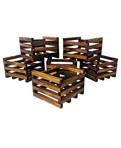 Cachepot Madeira Rústica Caixote Decorativo Cachepô Kit 6 Un