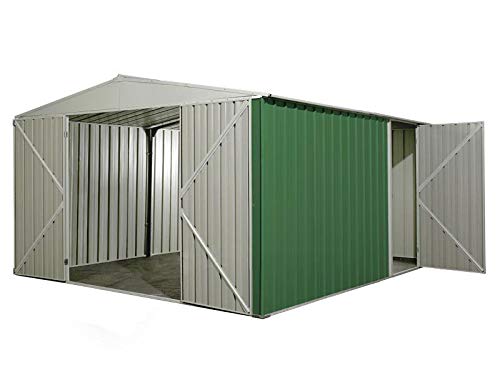 Box in Acciaio Zincato Casetta da Giardino in Lamiera 3.60 x 4.30 m x h2.10 m - 185 KG - 15 metri quadri (Verde)