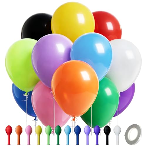 LOLStar Balloons Decorations，100 Pcs Assorted Colors Balloons 12 inch Latex Round Balloon Bulk for Arches/Garlands, Perfect for Birthday, Baby Shower, Wedding, Family, Rainbow, Pride Party Decor