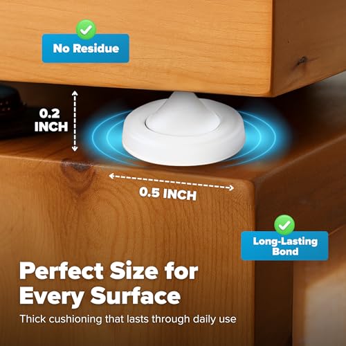 Image of STRONGEST HOME Cabinet Door Bumper 200 Pack White Rubber - Self Adhesive Stoppers for Quiet Close Protection - Drawer Pads for Furniture and Surface Cushioning - 0.5 x 0.2 Inch