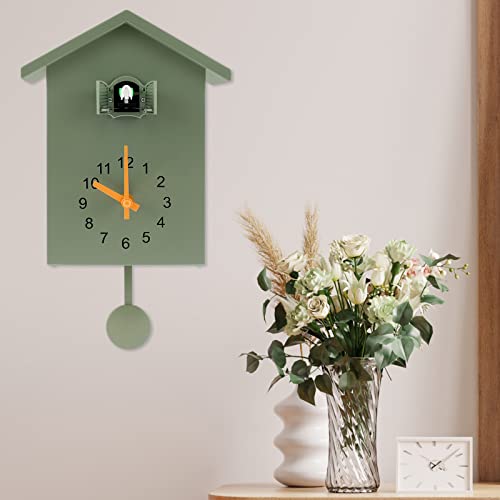 Miniatura 7 de Foppla - Reloj De Cuco Con Campana, Reloj De Pared Mecánico Vintage De Madera, Con Pilas, Péndulo, Estilo Antiguo, Miniatura, Casa De Pájaros, Pájaro Cantor Para Decoración De Arte De Pared Del Hogar