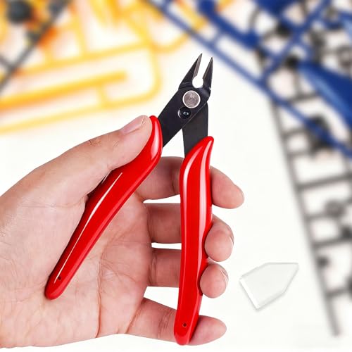Image of Micro Wire Cutter 5-inch,Precision Flush Cut Nippers,Small Side Cutting Pliers for Jewelry,Electronics,3D Printing,Plastic Models,Red