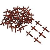 Luxshiny 50 Colgantes de Cruz de Madera DIY 4x3 Cm, Mini Cruces para Pulseras y Manualidades, Materiales Artesanales para Decoración de Fiestas y Accesorios Creativos