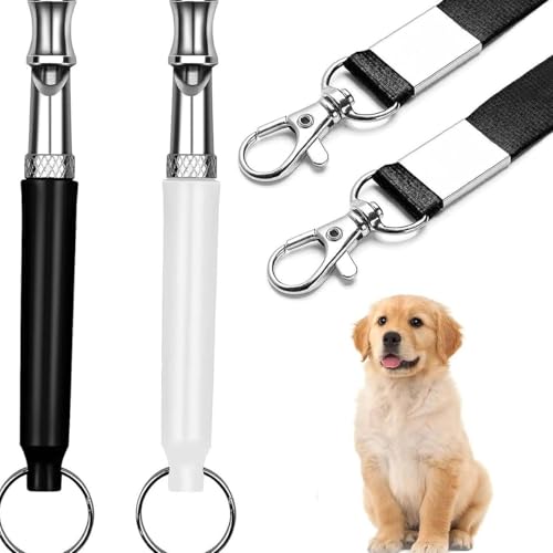 Visxcnu 2 Pcs,Silbato para Perros, Silbato Ultrasónico Profesional, Silbato Ultrasónico para Perros, Ajustables para Perros de Alta frecuencia, Silbato De Perro Antiladridos para Entrenamiento