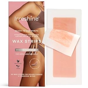 Wax Strips Hair Removal for Women: Natural Home & Travel Brazilian Body Waxing Strip for Bikini Armpit Leg – Vegan & Sensitive Skin Friendly, 40 Ct With Wipes