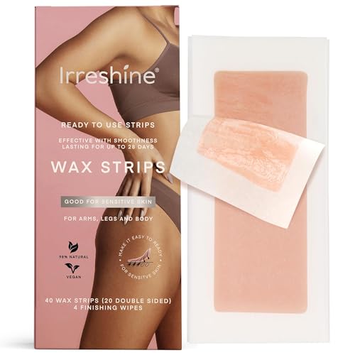 Wax Strips Hair Removal for Women: Natural Home & Travel Brazilian Body Waxing Strip for Bikini Armpit Leg - Vegan & Sensitive Skin Friendly, 40 Ct With Wipes