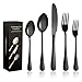 IVEOPPE Juego de cubertería de 20 piezas de acero inoxidable con revestimiento de titanio para 4 comensales, en caja, Negro mate