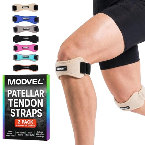 Image of Modvel Knee Strap Patella Tendon Support Brace Band, One Size, 2-Pack | Adjustable patellar tendon support strap reduces pressure on the patella; works as a knee strap, patella band and brace