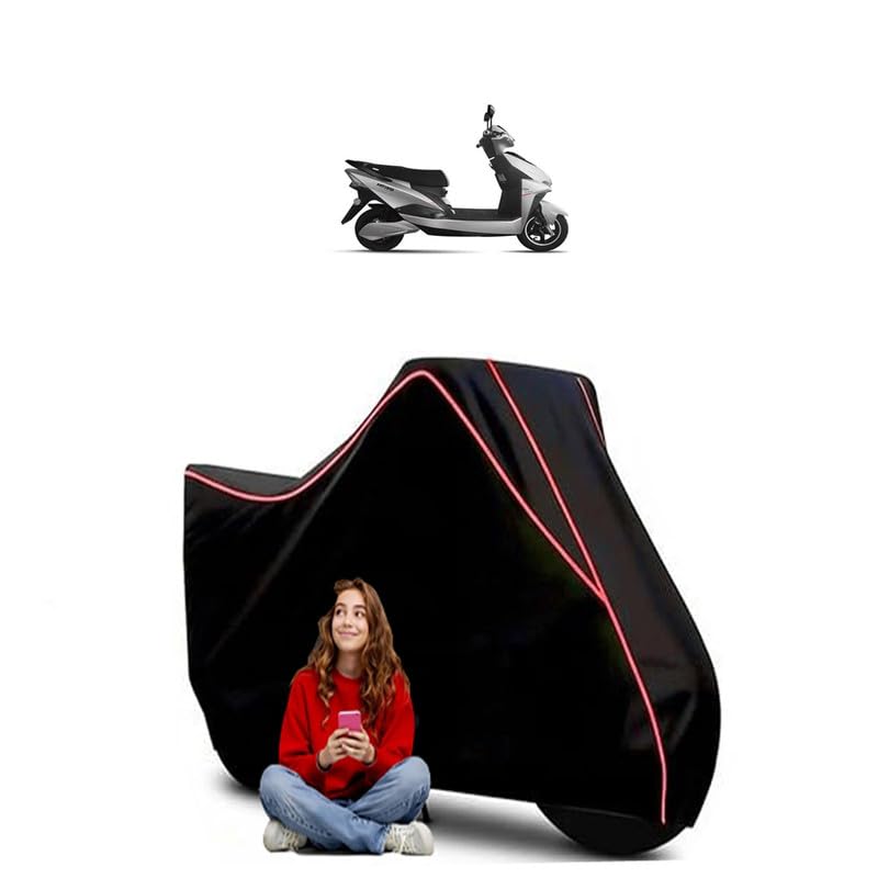 Image of Fujiyama Spectra 60 V 28 Ah Scooty Bike Cover Water Resistant Outdoor Use Universal Fit Scooters Motorcycles Heavy Duty UV Protection Dust Rain Scratch Resistant Elastic Bottom Black Blue Piping