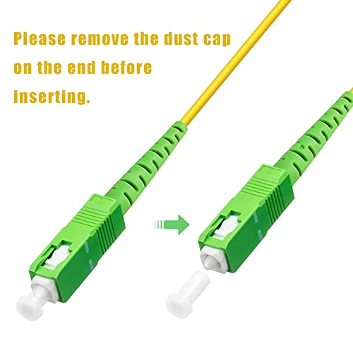 Image of 30ft (10m) SC /APC to SC /APC Fiber Optic Internet Cable, Single Mode Fiber Patch Cable, Fiber Optic Jumper Cable, Optical Patch Cord for Internet - SIMPLEX - 9 /125um - OS1 /OS2 Compatible, LSZH Yellow