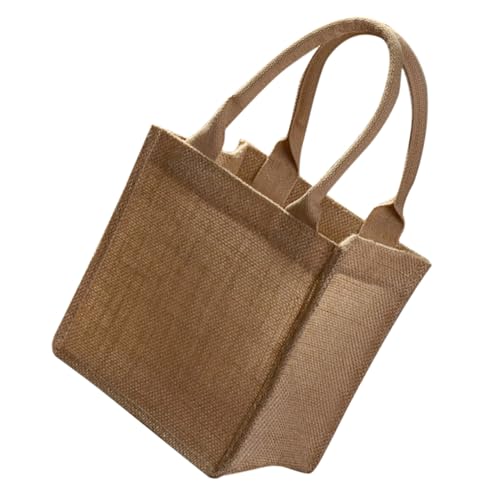 FONDOTIN Borsa Juta Piccola con Manici in Juta Resistente e Rivestita Tote Bag Riutilizzabile per Personalizzabile DIY e Uso per Feste e Regali
