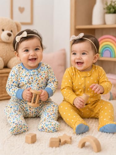 Image of TuddyBuddy Baby Girl's Cotton Printed Full Sleeves Sleepsuit /Footed Rompers for Baby Girl