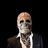 HLJS Halloween Maske Totenkopf Maske Mit Beweglichem Kiefer, Atmungsaktiv Grusel Skelett Maske FüR Karneval Halloween Cosplays Feste Und Carnival Partys (rot)