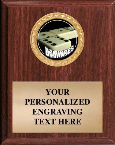 Crown Awards Personalized Walnut Dominoes Plaque, 7 x 9 Dominoes Plaques