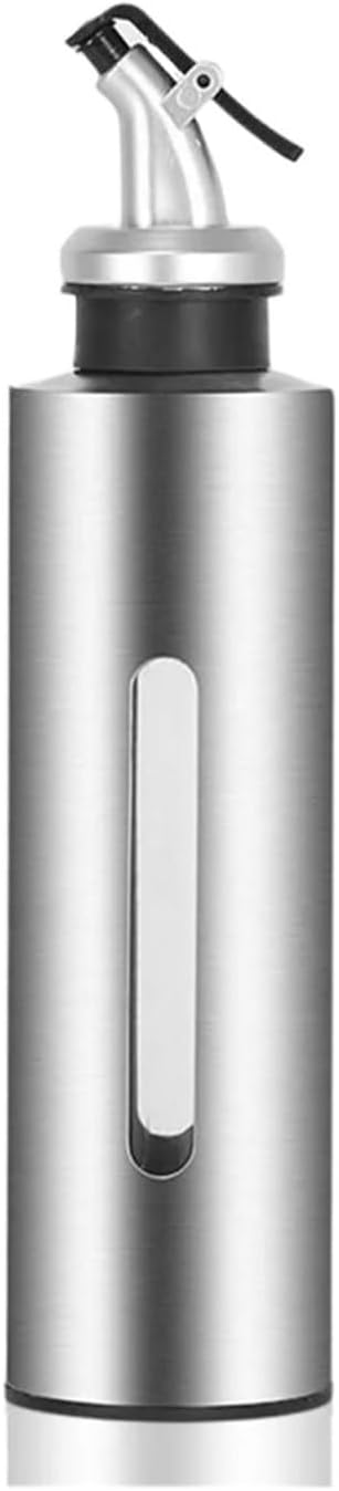 Portable Stainless Oil Bottle Household Vinegar Sauce Holder Dispenser Visual Container Jar Seasoning Roasting 190ml(290ml)