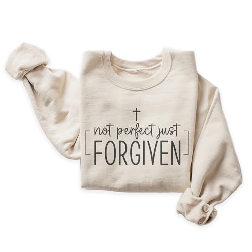 Not Perfect Just Forgiven Sweatshirt, Christian Faith Sweater, Cute Religious Cross Gift, Trendy Christian Jesus Clothing, Bible Verse Shirt, Unisex Crewneck Sweatshirt Sand4