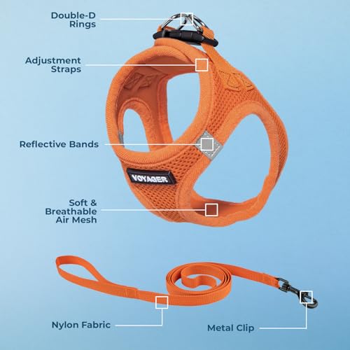 Image of Voyager Step-in Pet Harness - All Weather Mesh, Adjustable Step in Harness for Cats and Dogs by Best Pet Supplies - 307S Orange, XXXS