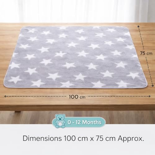 Image of BRANDONN Fleece New Born All Season Ultrasoft Single Baby Blanket for Babies (Beige /Grey, Pack of 2, Reversible)