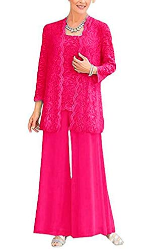 3 PC Lace Mother of The Bride Pants Suit with Long Jacket Women Outfits Guest Dress Pants Set - Main Image