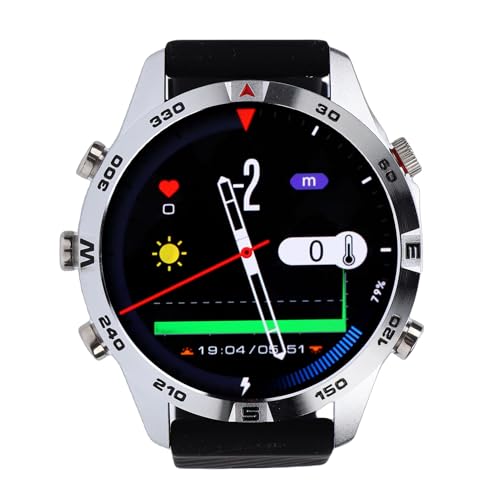 Julihai Reloj de Buceo Inteligente, Ordenador de Buceo con GPS, Sensor de Profundidad y Sumergible hasta 100 M, Batería de Alta Eficiencia y Notificaciones, para Buceadores Profesionales (Plata Negro)
