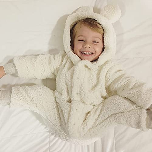 Macacão Infantil Bebe Menino Menina De Bichinho Pelucia Inverno (2 Anos (18-24 Meses), Off)