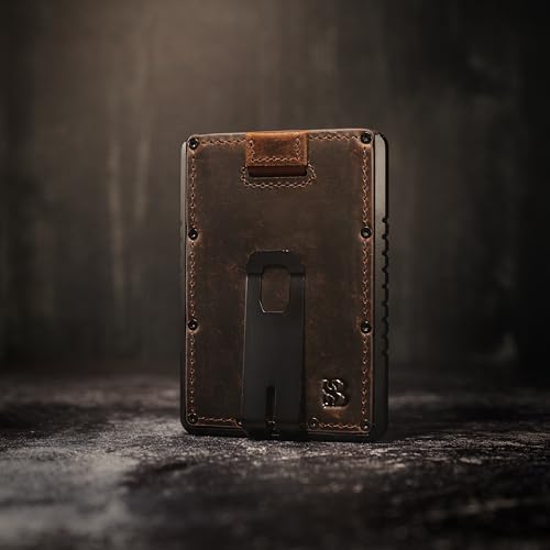 SERMAN BRANDS Slim RFID Blocking Wallet with Money Clip - Metal Minimalist Front Pocket Wallet - Thin and Compact – Full Grain Leather Card Holder for Men4