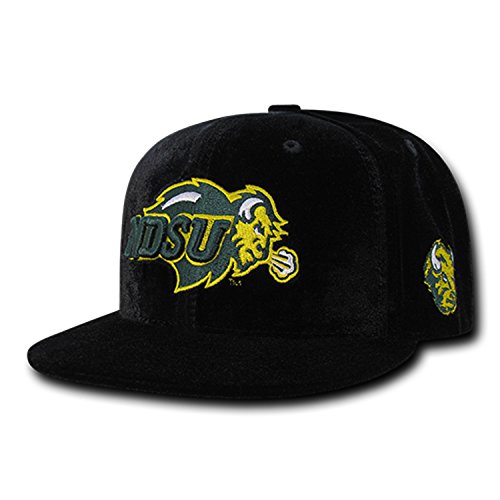 University of North Dakota State NDSU Bison Thundering Herd Velvet NCAA Retro Flat Bill Officially Licensed Snapback Baseball Cap Hat Black