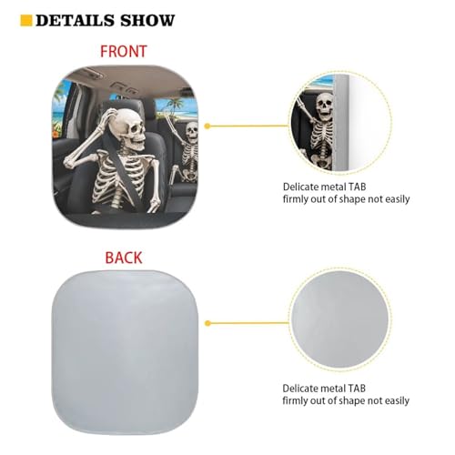 Image of Funny Skeleton Windshield Sun Shade Foldable 2pcs Sunshade for Front Windshield Sun Visor for Heat and UV Protection Universal Car Interior Accessories Fit for Most Cars