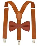 Qenidm Terracotta Bow Tie with Suspenders Set, Ring Bearer Outfit, Toddler Suspenders bowtie, Brown Bow Ties for Boy, Boys First Birthday Outfit