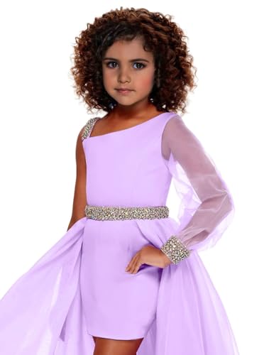 Girls Pageant Dresses Chiffon Satin Ball Gown One Shoulder Sequin Birthday Party Fun Fashion Dress2