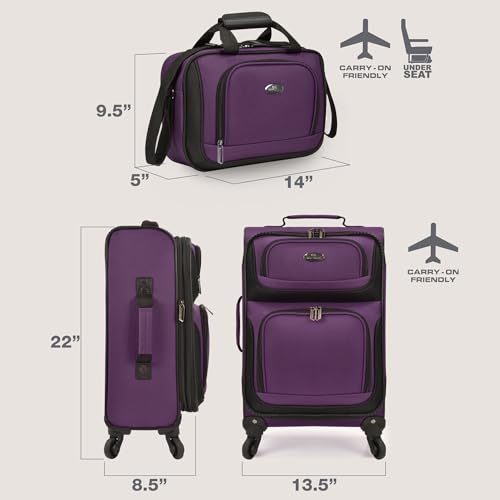U.S. Traveler Rio Carry-on Luggage, Lightweight Softside Suitcase, Rolling 20" Carry On Luggage3