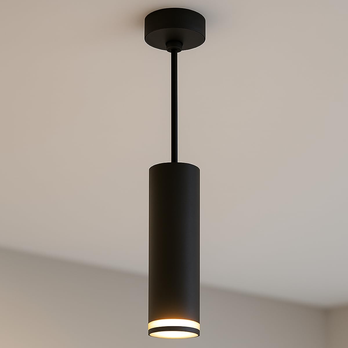 CGC Lighting Solis Black Aluminium Suspended Cylinder Ceiling Light