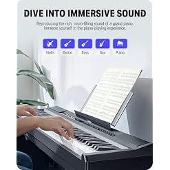 Donner Domicile Piano Numérique 88 Touches Pondérées, Action du Marteau, Clavier électrique Fullsize pour Débutant avec… – Image 5