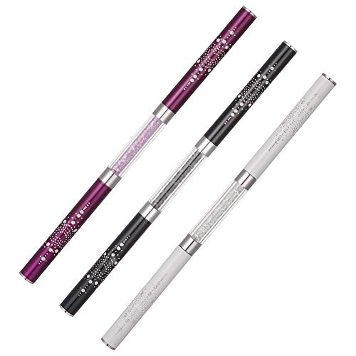 Havenport 3 Pack Dual-Ended Nail Brush Pen Nail Art Brush Nail Painting Brushes Nail Art Liner Brush Uv Gel Nail Brush Set Nylon Hair With Rhinestone Handle #TOP3
