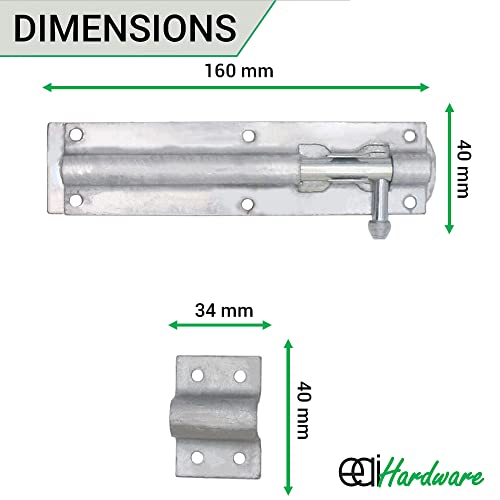EAI Heavy Duty Tower Bolt, Galvanised, 6 Inch - Image 3